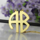 Two Initial Block Monogram Pendant 18ct Gold Plated