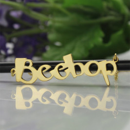 Solid Gold 18ct Personalised Beetle font Letter Name Necklace