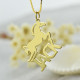 Kids Name Necklace with Horse 18ct Gold Plated