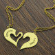 Double Name Heart Friend Necklace Couple Necklace Set 18ct Gold Plated