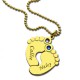 Birthstone Baby Feet Charm Pendant 18ct Gold Plated