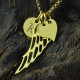 Good Luck Angel Wing Necklace with Initial Charm 18ct Gold Plated