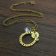 Birthstone Horseshoe Lucky Necklace with Initial Charm 18ct Gold Plate