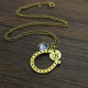 Birthstone Horseshoe Lucky Necklace with Initial Charm 18ct Gold Plate