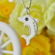 Dolphin Necklace with Birthstone  Name Sterling Silver