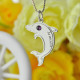 Dolphin Necklace with Birthstone  Name Sterling Silver