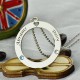 Engraved Circle of Love Name Necklace with Birthstone Silver