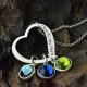 Open Heart Promise Phrase Necklace with Birthstone