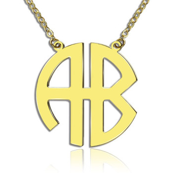 Two Initial Block Monogram Pendant 18ct Gold Plated