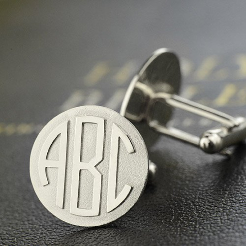 Monogram Styles : Personalised Mens Cufflinks Block Monogram Sterling Silver