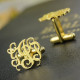 Monogrammed Cuff links Cut Out Initials 18ct Gold Plated