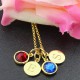 Custom Double Discs Initial Necklace with Birthstones In Gold
