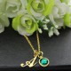 Custom Birthstone Initial Necklace 18ct Gold Plated