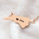 Personalised NC State USA Map Necklace With Heart  Name Rose Gold