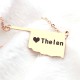 America Oklahoma State USA Map Necklace With Heart  Name Rose Gold