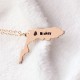 Custom Florida State USA Map Necklace With Heart  Name Rose Gold