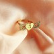 Angel Wings Heart Ring with Birthstone  Initial 18ct Gold Plated