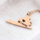 Virginia State USA Map Necklace With Heart  Name Rose Gold