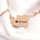 Washington State USA Map Necklace With Heart  Name Rose Gold