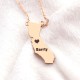 California State Shaped Necklaces With Heart  Name 18ct Rose Gold Plated