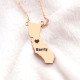 California State Shaped Necklaces With Heart  Name 18ct Rose Gold Plated