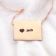Custom Colorado State Shaped Necklaces With Heart  Name Rose Gold