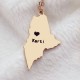 Custom Maine State Shaped Necklaces With Heart  Name Rose Gold