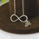 Infinity Necklaces with Initial Letter Charm Silver