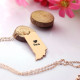 Custom Indiana State Shaped Necklaces With Heart  Name Rose Gold