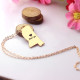 Mississippi State Shaped Necklaces With Heart  Name Rose Gold