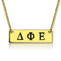 Personalised Greek Letter Sorority Bar Necklace 18ct Gold Plated