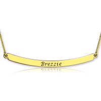 Personalised 18ct Gold Plated Curved Bar Necklace