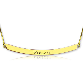 Personalised 18ct Gold Plated Curved Bar Necklace