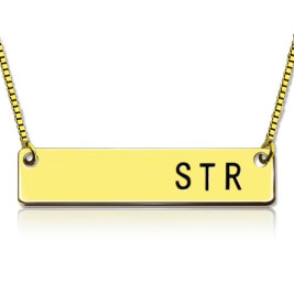 Personalised Initial Bar Necklace 18ct Gold Plated