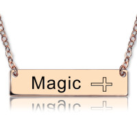 Engraved Name Bar Necklace with Icons 18ct Rose Gold Plated