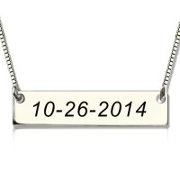 Personalised Sterling Silver Date Bar Necklace