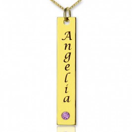 Personalised Name Tag Bar Necklace in 18ct Gold Plated
