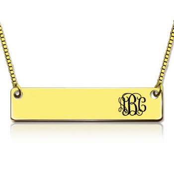 Personalised 18ct Gold Plated Initial Bar Necklace Monogram