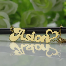 Custom Name Necklace in18ct Gold Plated with Heart