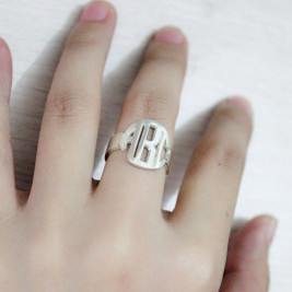 Sterling Silver Block Monogram Ring Gifts