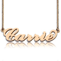 Carrie Name Necklace  Box Chain In 18ct Rose Gold Plated