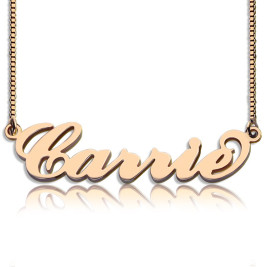 Carrie Name Necklace  Box Chain In 18ct Rose Gold Plated