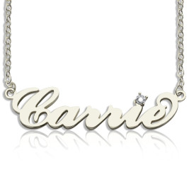 Sterling Silver Carrie Name Necklace With Birthstone