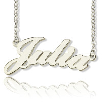 Solid 18ct White Gold Plated Julia Style Name Necklace