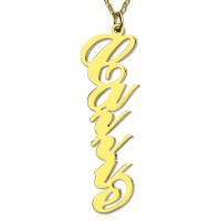 Solid Gold 18ct Personalised Vertical Carrie Style Name Necklace