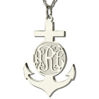 Sterling Silver Anchor Monogram Initial Necklace