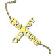 Personalised Two Name Cross Necklace Gold Plated 925 Silver