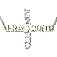 Personalised Two Name Cross Necklace Sterling Silver