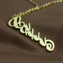 Vertical Carrie Name Plate Necklace 18ct Gold Plated