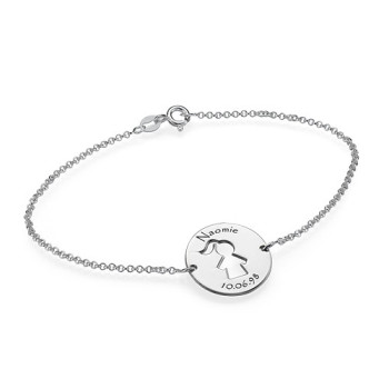 Cut Out Mum Bracelet/Anklet in Sterling Silver	